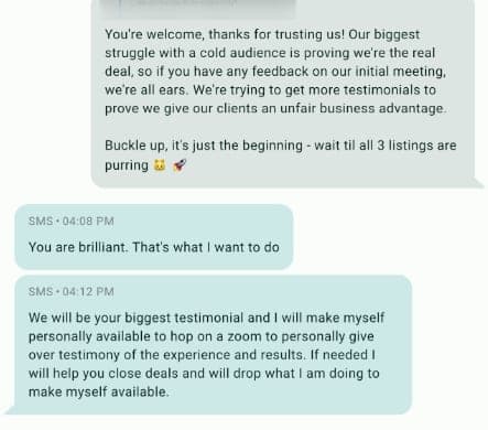Client text message reacting to fast geo-grid ranking results
